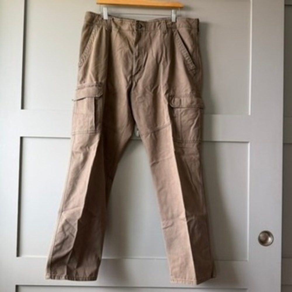 Wrangler Cargo Pants Mens 36x30 Tan Khaki Relaxed Fit Cotton Utility Trousers